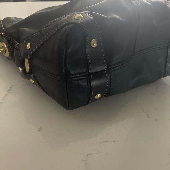 Coach Black Leather Shoulder Bag with Brass Accents - Picture 10 of 14